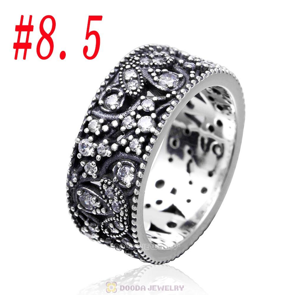 925 Sterling Silver Shimmering Leaves Ring with Clear CZ