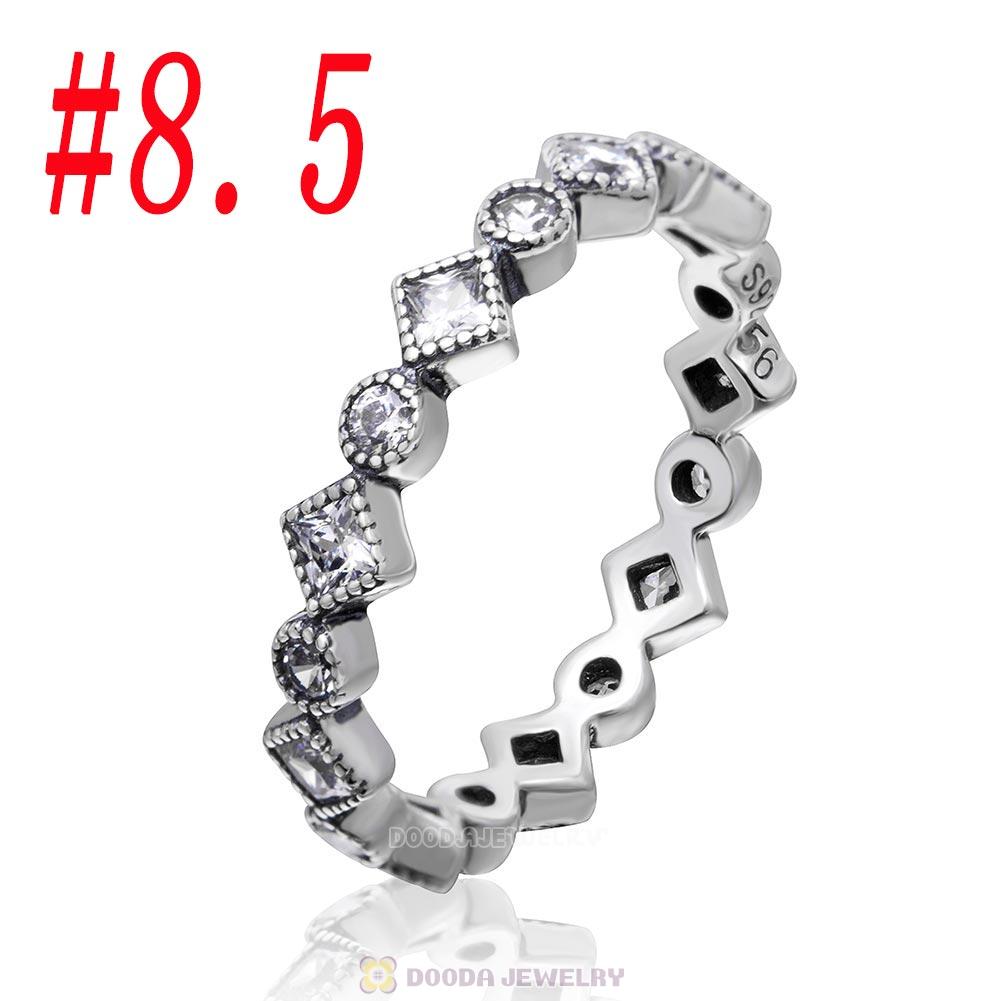 925 Sterling Silver Alluring Brilliant Princess Ring with Clear CZ