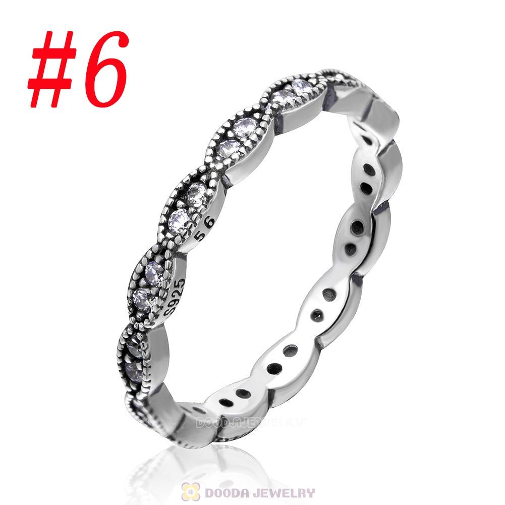 925 Sterling Silver Sparkling Leaves Ring with Clear CZ