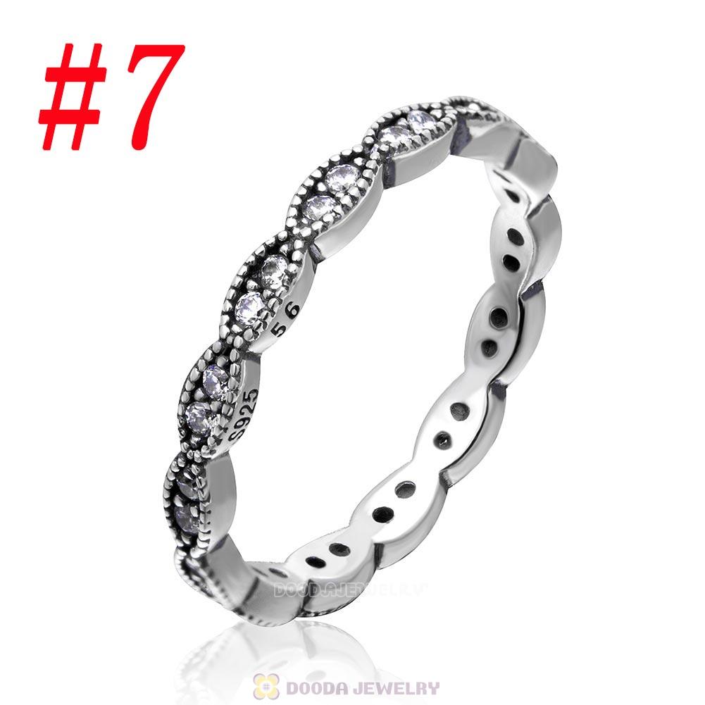 925 Sterling Silver Sparkling Leaves Ring with Clear CZ