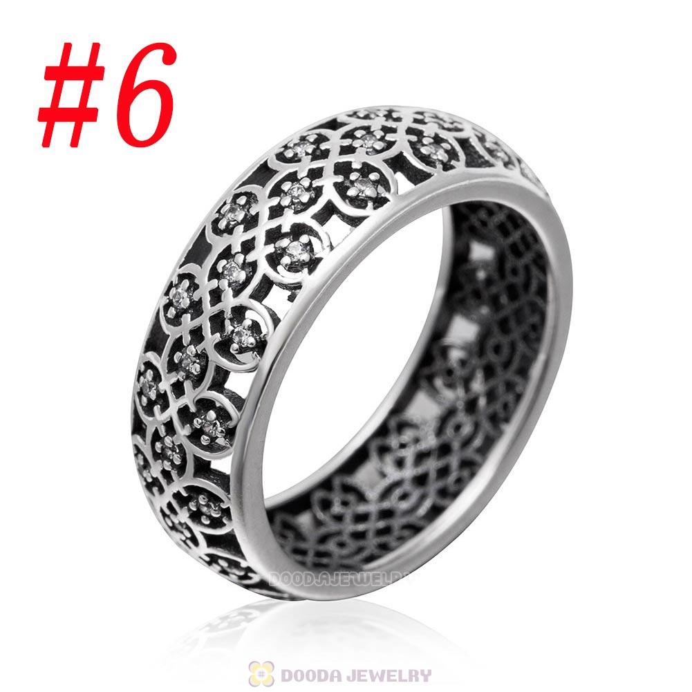 925 Sterling Silver Intricate Lattice Ring with Clear CZ