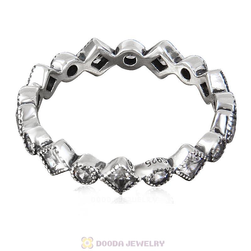 925 Sterling Silver Alluring Brilliant Princess Ring with Clear CZ