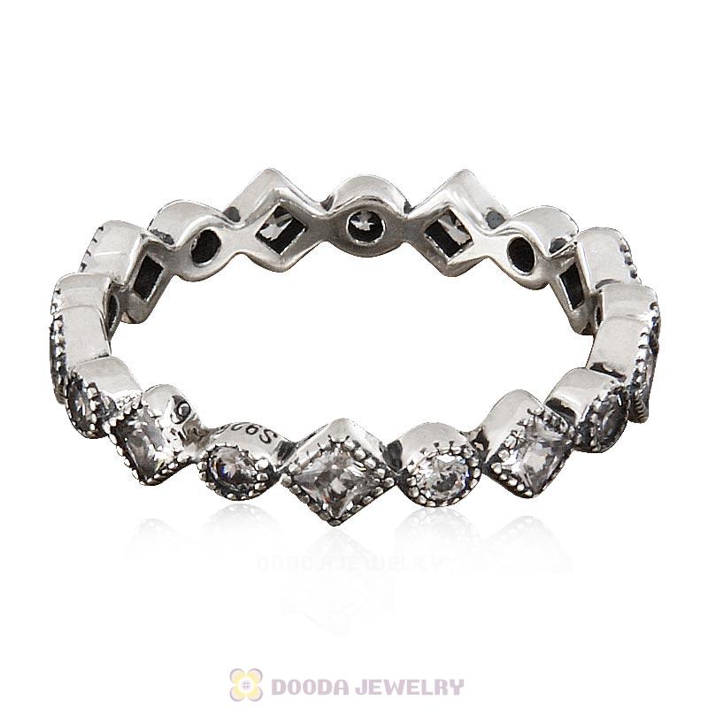 925 Sterling Silver Alluring Brilliant Princess Ring with Clear CZ