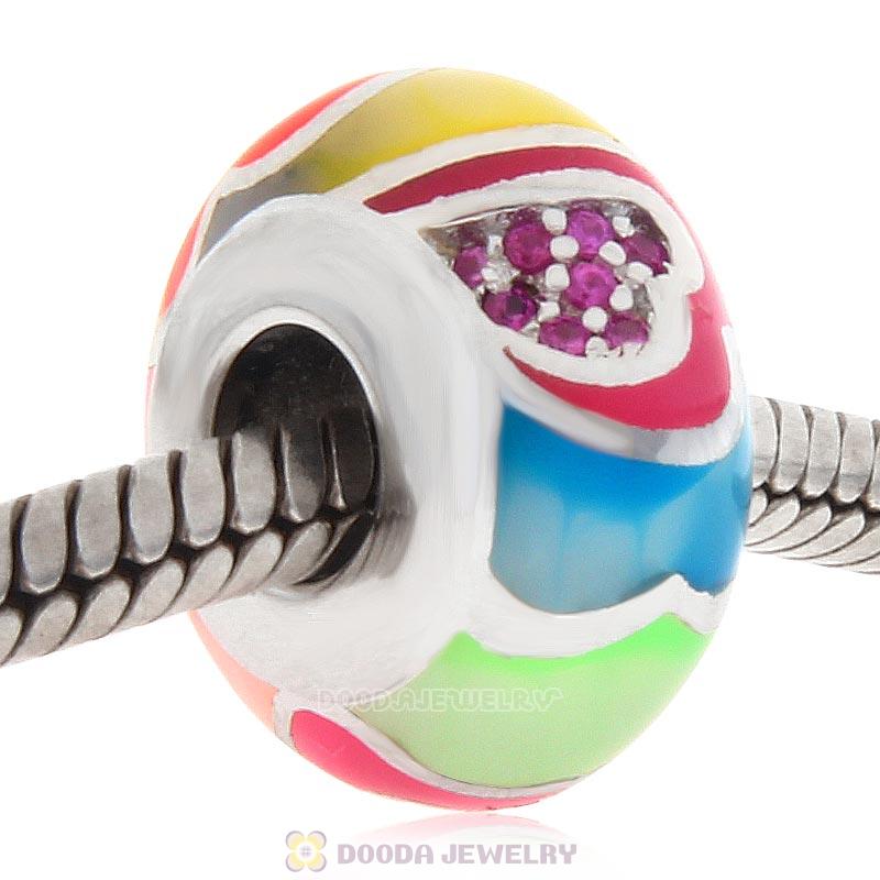 European Style Love Bead 925 Sterling Silver with Enamel