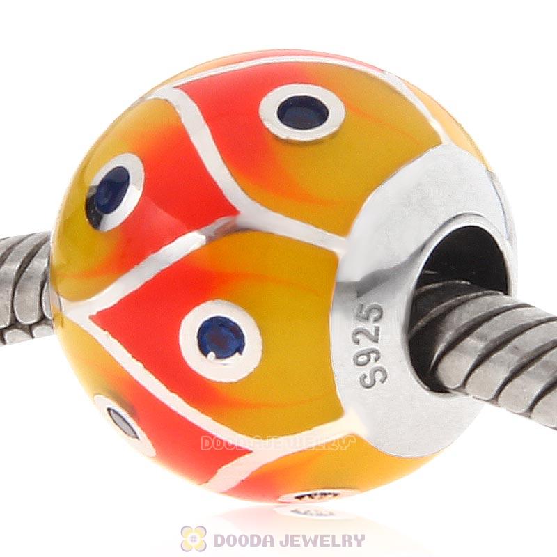 European Style Round Ball Bead 925 Sterling Silver with Enamel