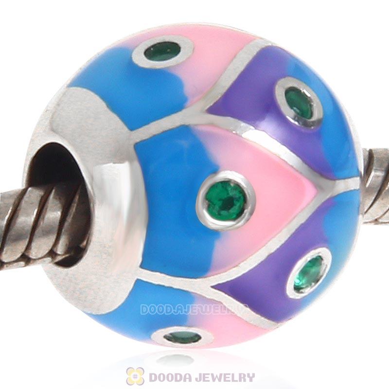 European Style Round Ball Bead 925 Sterling Silver with Enamel