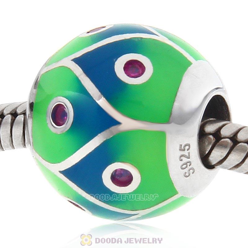 European Style Round Ball Bead 925 Sterling Silver with Enamel