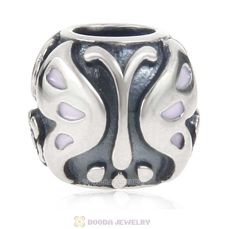 Butterfly and Flower Charm Antique 925 Sterling Silver