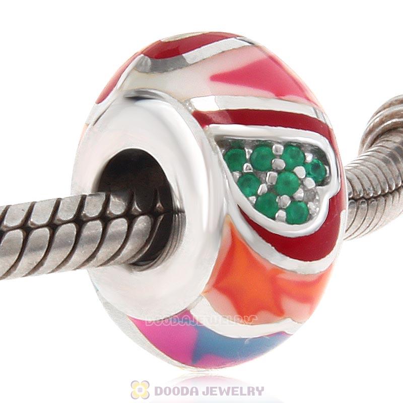European Style Love Bead 925 Sterling Silver with Enamel