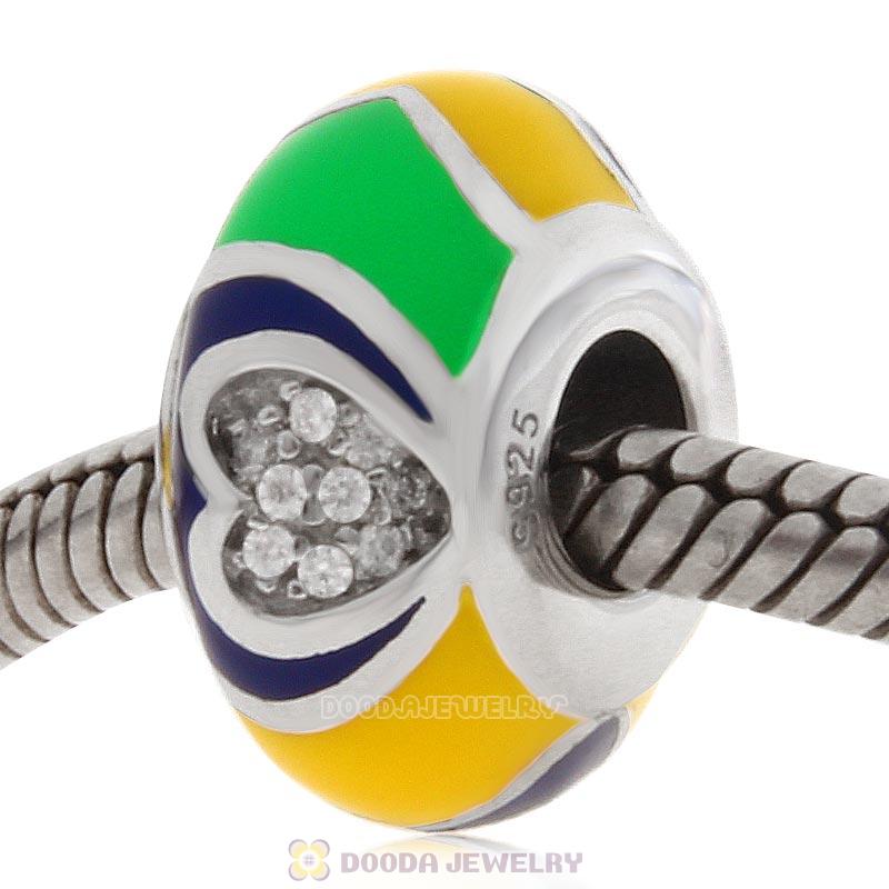 European Style Love Bead 925 Sterling Silver with Enamel
