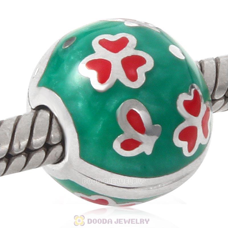 Shamrock Clover Clip Charm 925 Sterling Silver Bead