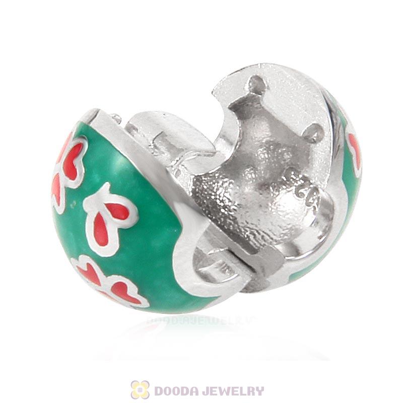 Shamrock Clover Clip Charm 925 Sterling Silver Bead