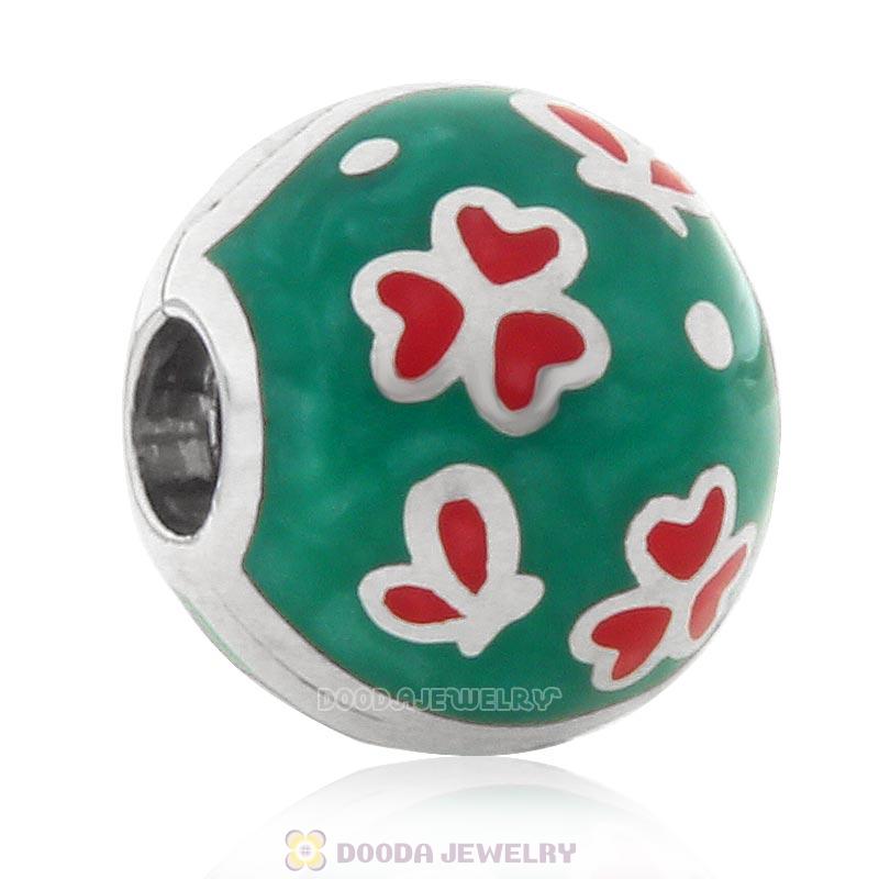 Shamrock Clover Clip Charm 925 Sterling Silver Bead
