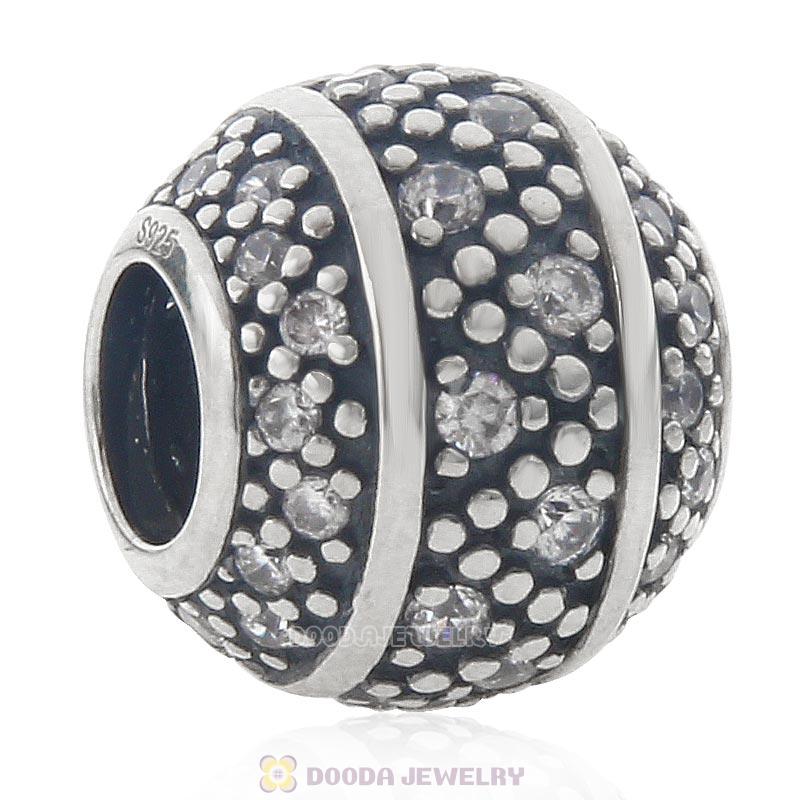 925 Sterling Silver Bead with Clear Cubic Zirconia