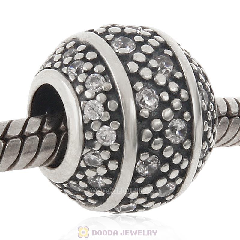 925 Sterling Silver Bead with Clear Cubic Zirconia