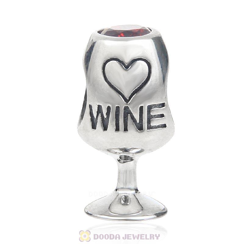 Calvas PA 925 Sterling Silver New Charms Red Wine Glass Beads Jewelry for Mothers Love Gifts Color: PA113 