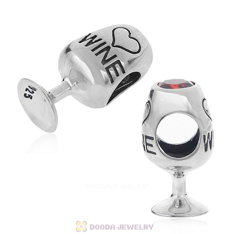 925 Sterling Silver Wine Glass Love Charm