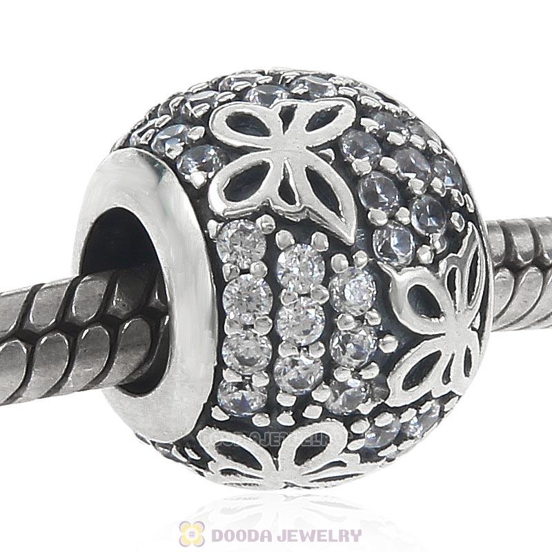 Sparkling Flutter Butterfly Charm 925 Sterling Silver Bead