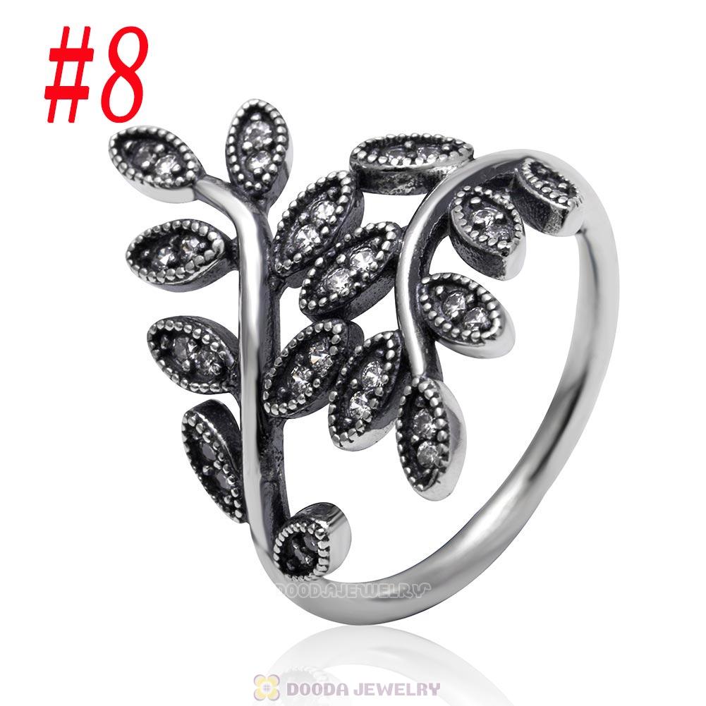 925 Sterling Silver Sparkling Leave Ring with Clear CZ