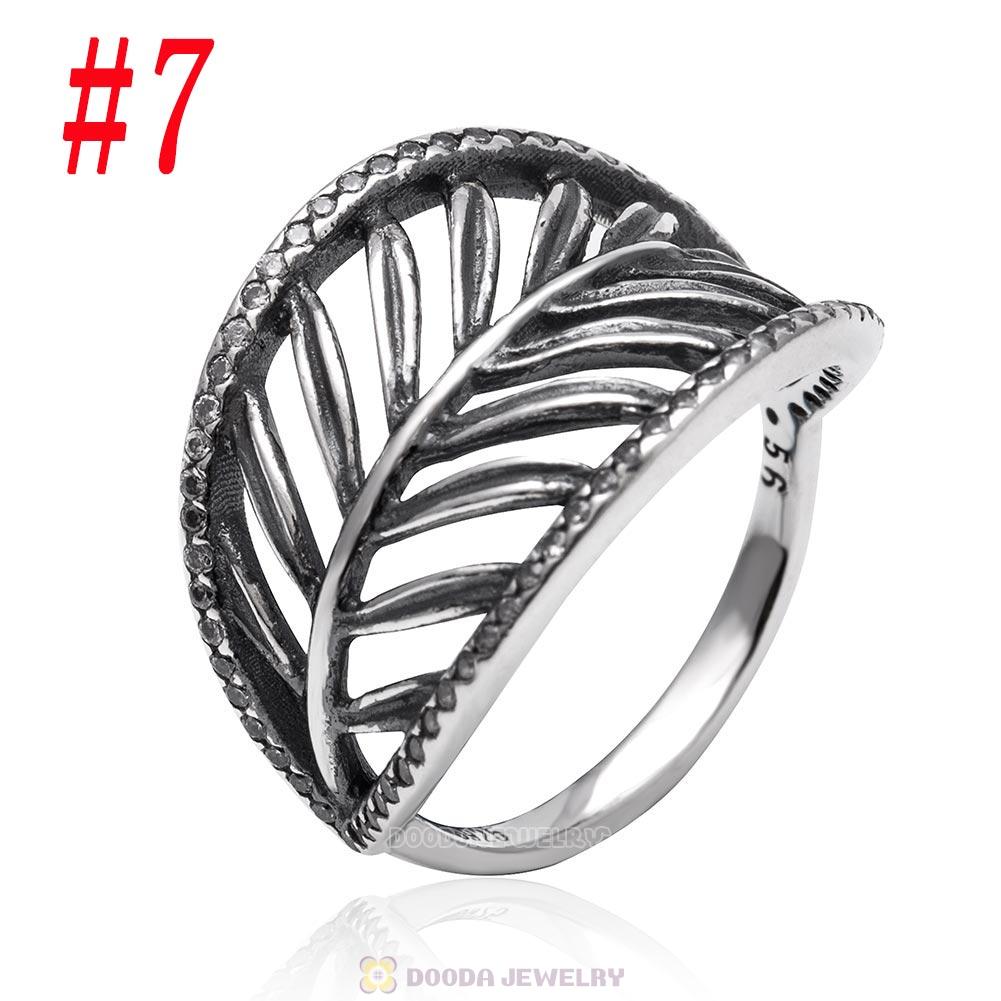 925 Sterling Silver Leave Ring with Clear CZ