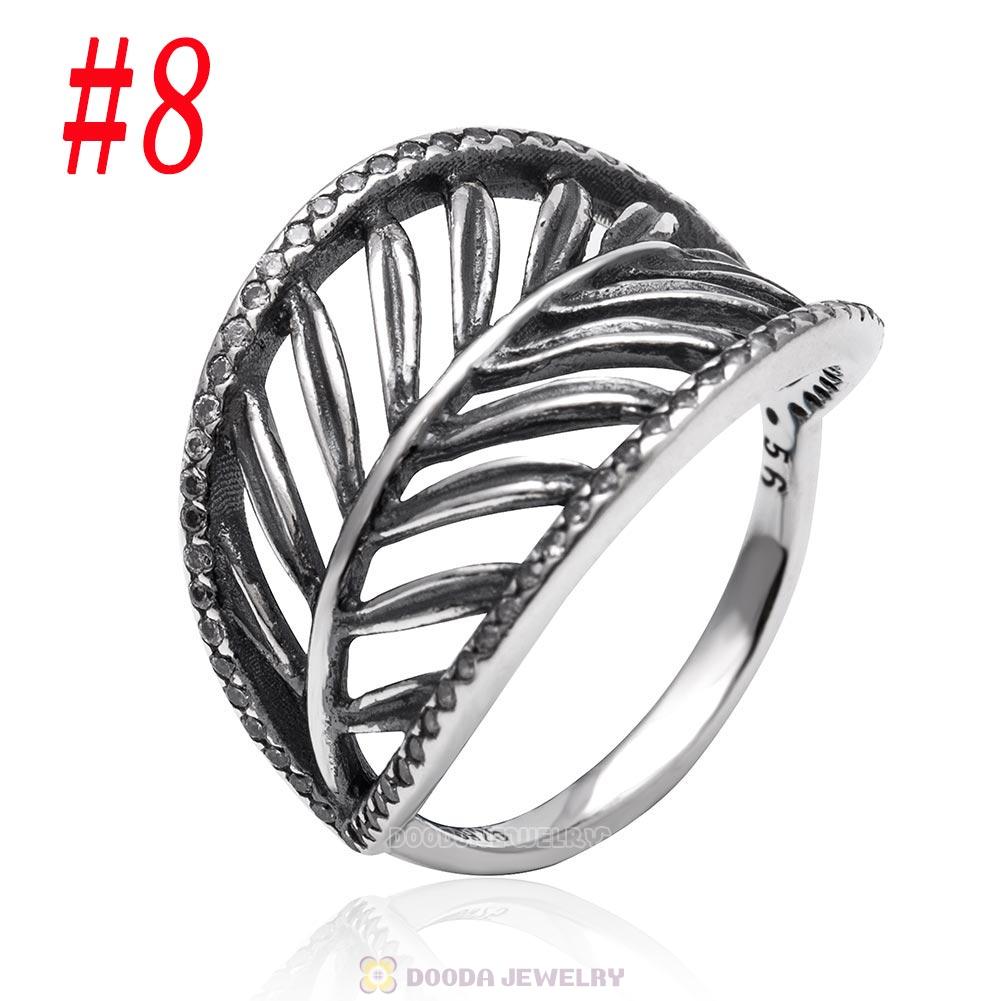 925 Sterling Silver Leave Ring with Clear CZ