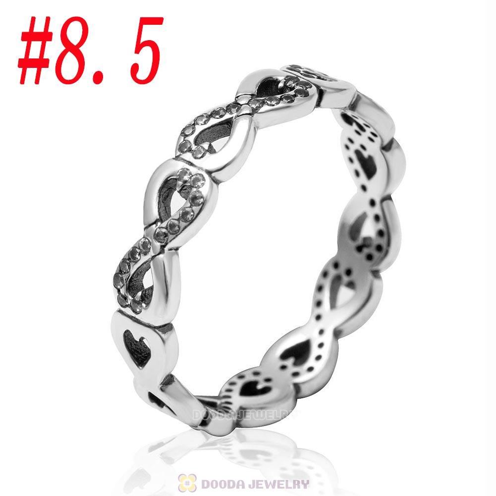 925 Sterling Silver Infinite Love Ring with Clear CZ
