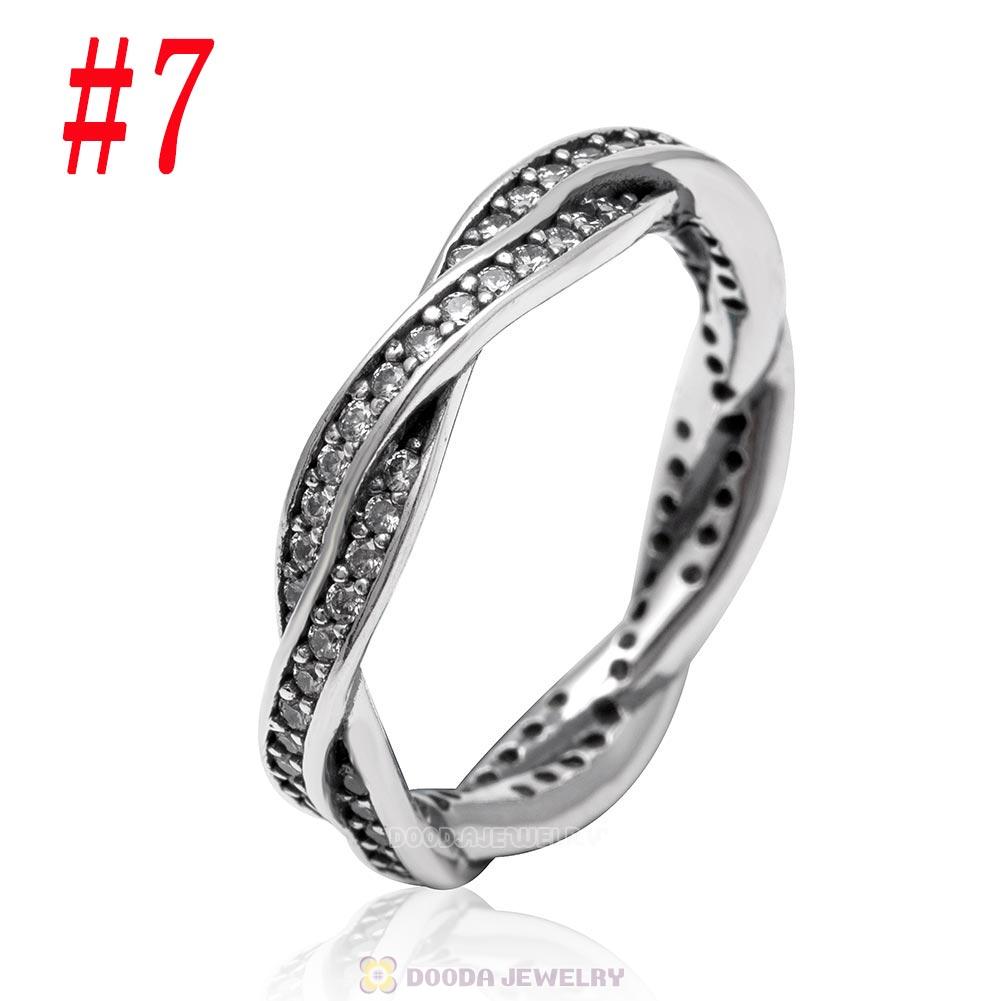 925 Sterling Silver Twist of Fate Ring with Clear CZ