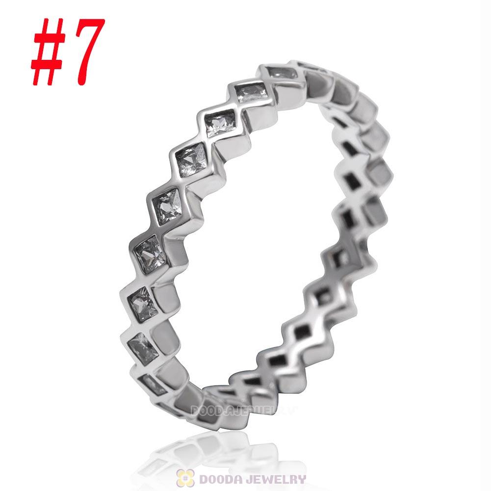 925 Sterling Silver Square Brilliant Ring with Clear CZ