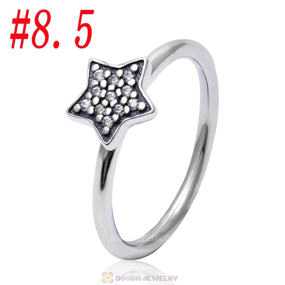 925 Sterling Silver You Are Star Ring with Clear CZ