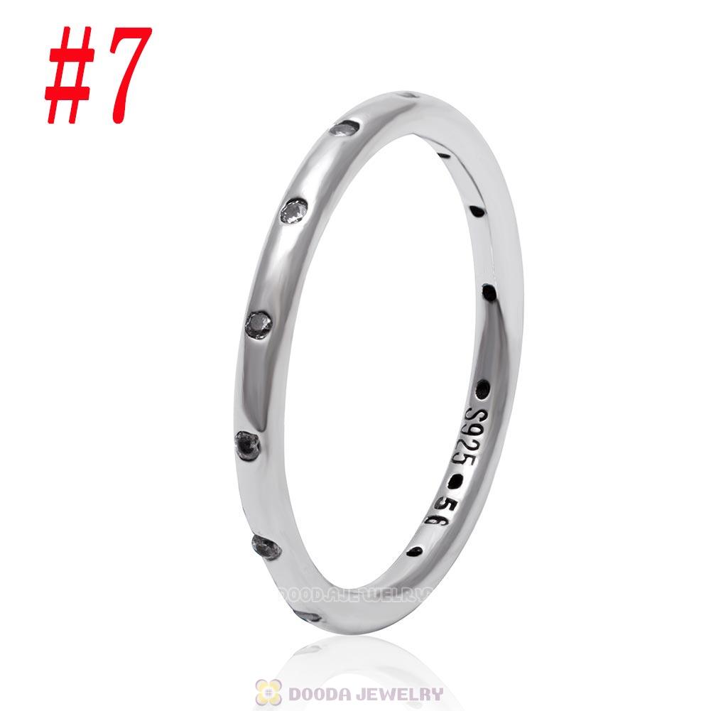 925 Sterling Silver Droplets Ring with Clear CZ