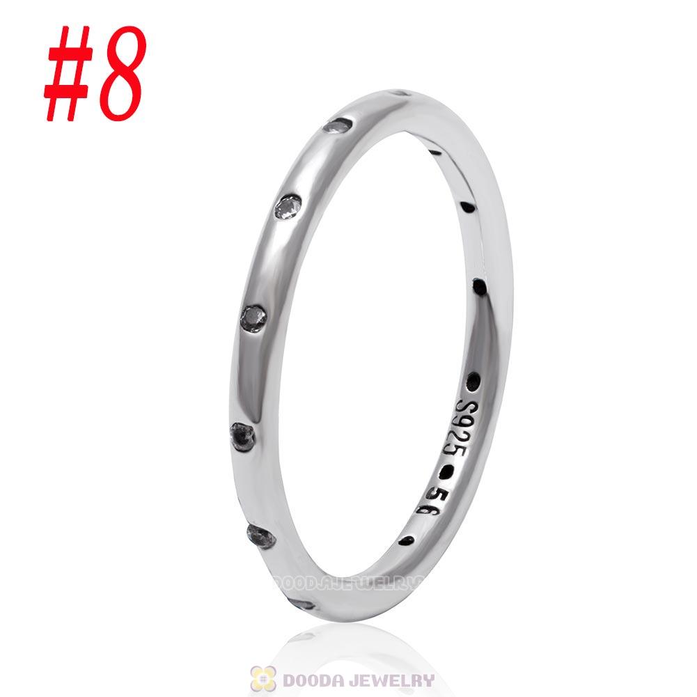 925 Sterling Silver Droplets Ring with Clear CZ