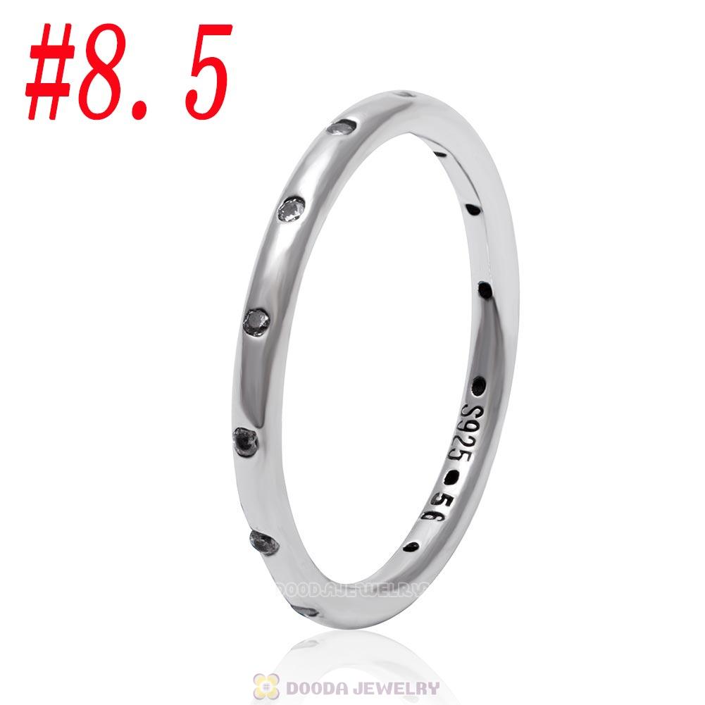 925 Sterling Silver Droplets Ring with Clear CZ