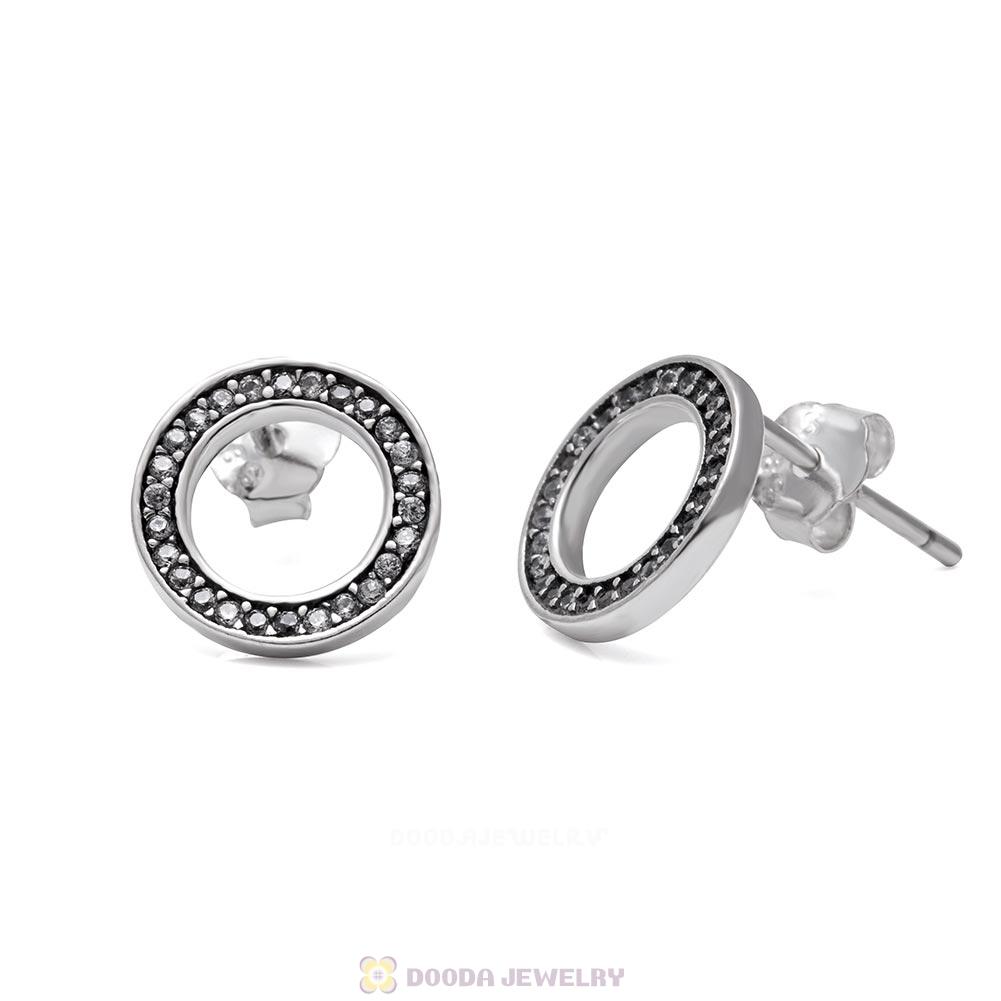 Forever Circular Earrings with Clear CZ 925 Sterling Silver