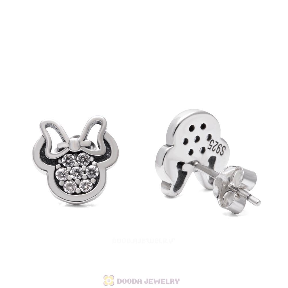 Dazzling Minnie Earrings with Clear CZ 925 Sterling Silver