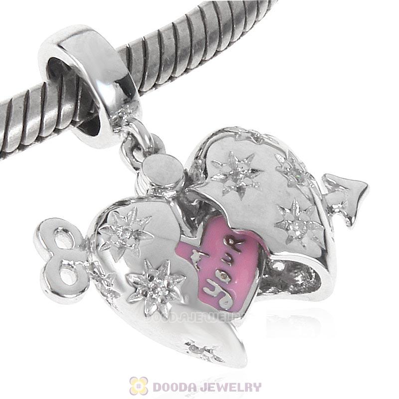 925 Sterling Silver Arrow of Cupid Heart Charm Pendant