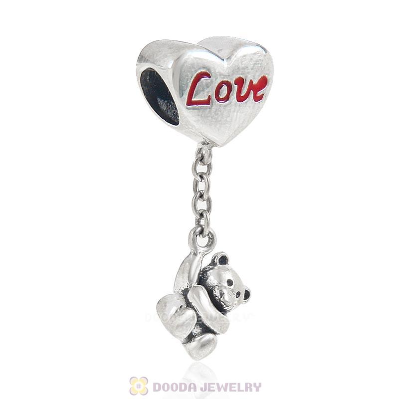 925 Sterling Silver Bear with Love Charms