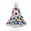 925 Sterling Silver Festive Christmas Tree Bead with Colorful Crystal