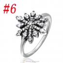 925 Sterling Silver Crystalized Snowflake Ring with Clear CZ