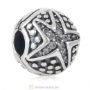 Starfish Clip Charm 925 Sterling Silver Bead with Clear CZ
