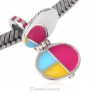 Woman Pressed Powder Charm 925 Sterling Silver Dangle Bead