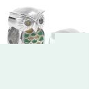 925 Sterling Silver Jungle Owl Charm with Green CZ
