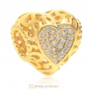 Gold Plated 925 Sterling Silver Love Charm with Clear CZ