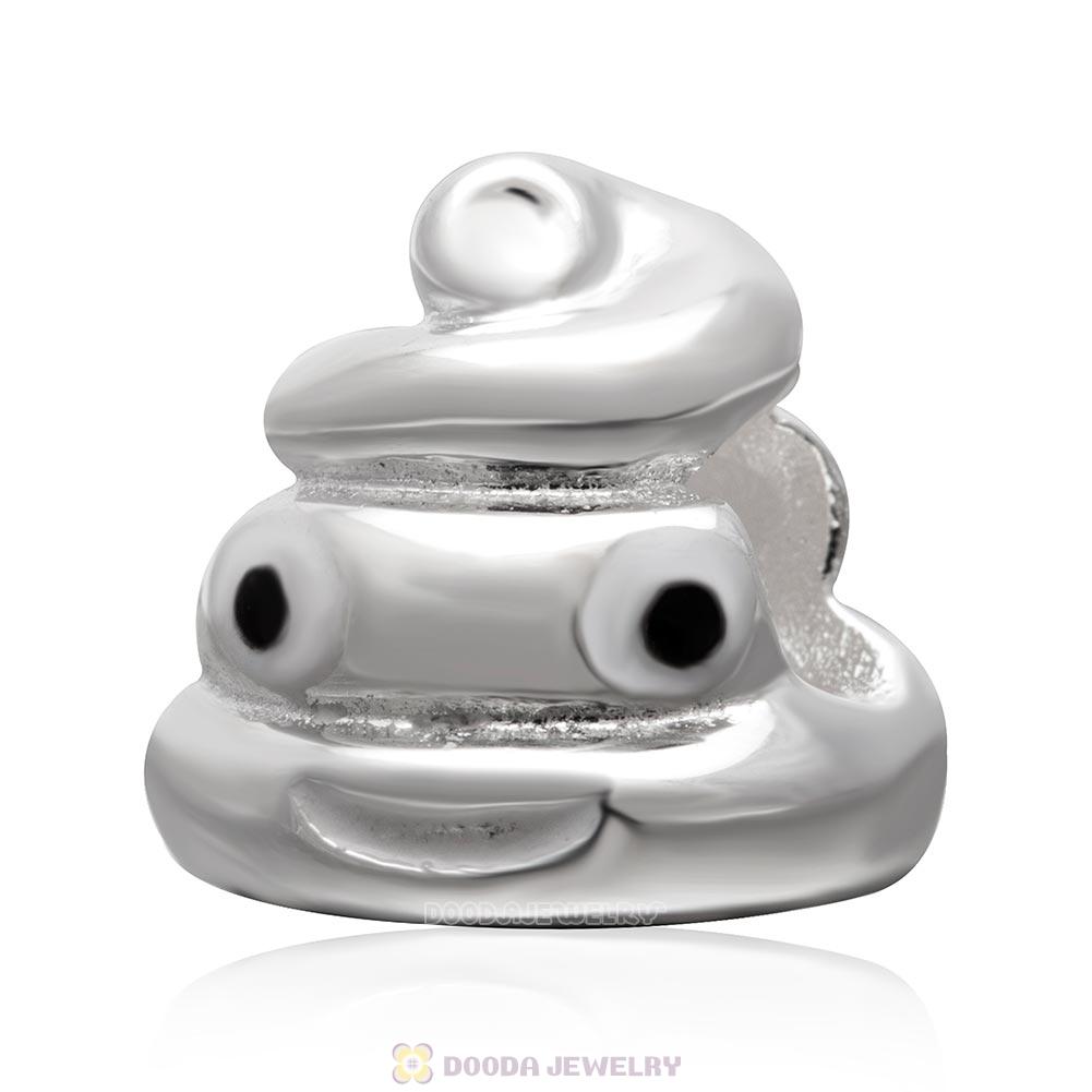 925 Sterling Silver QQ Expression Emoji Face Poop Beads