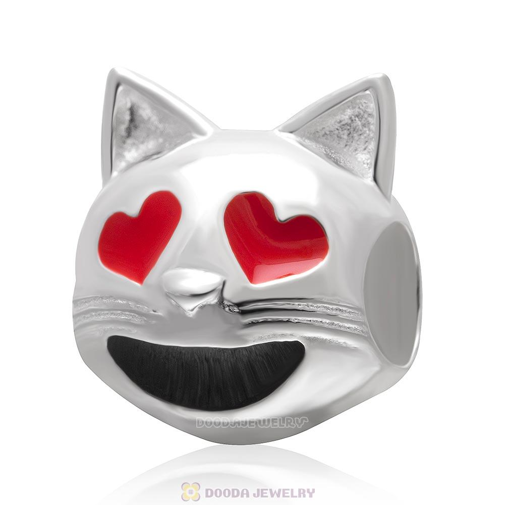 925 Sterling Silver QQ Emoji Face Cat Beads