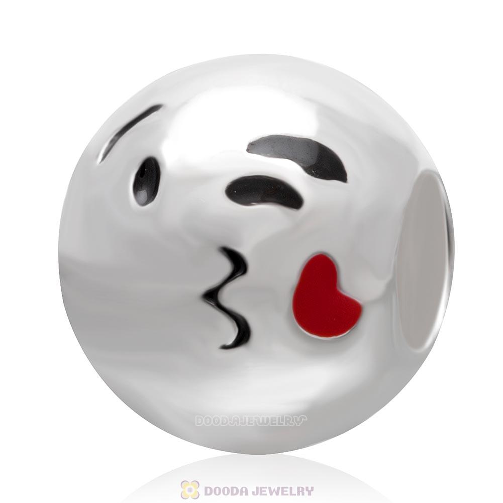 925 Sterling Silver QQ Emoji Kiss Love Face Beads