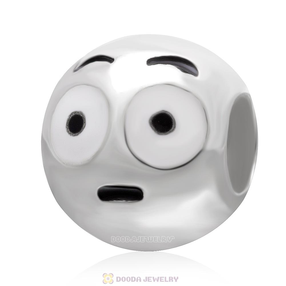 925 Sterling Silver QQ Emoji Moony Face Beads