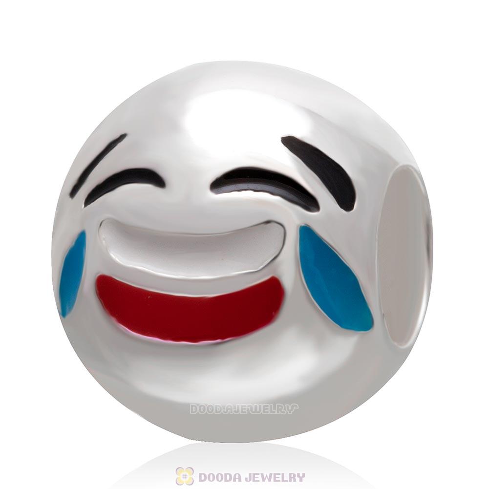 925 Sterling Silver QQ Emoji Cry Smile Face Beads