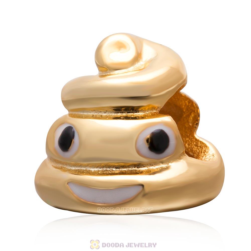 Gold Plated Sterling Silver Emoji Face Poop Beads