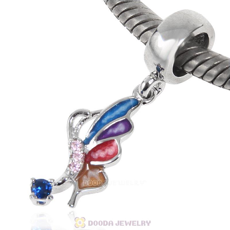 925 Sterling Silver Colorful Enamel Butterfly Charms