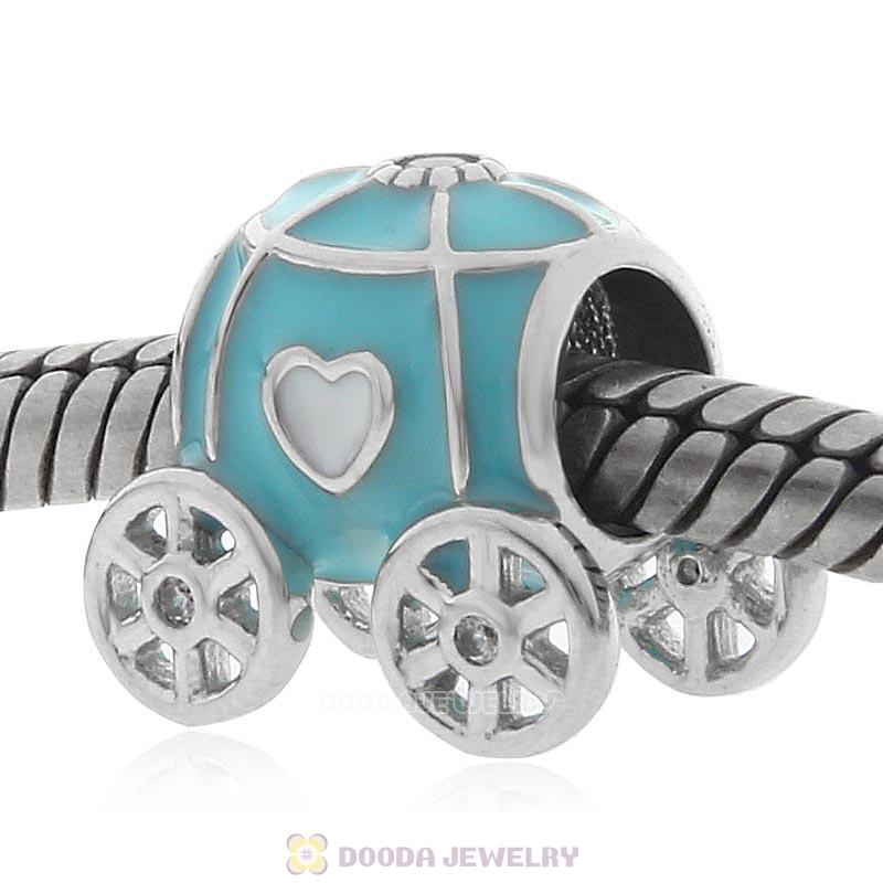 925 Sterling Silver Blue Pumpkin Coach Charm Bead
